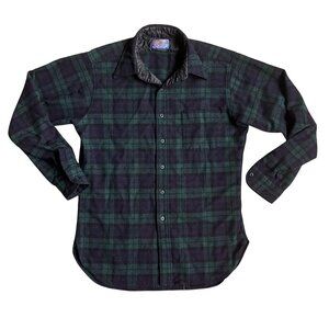 Pendleton Black Watch Tartan Flannel Shirt Wool Plaid vtg Mens M EUC Blue Green